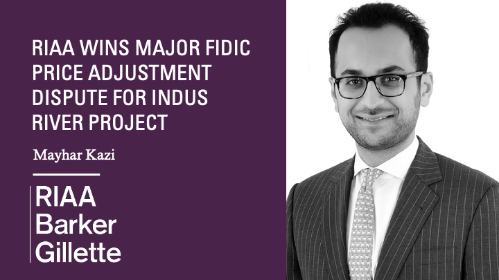 RIAA wins major fidic price adjustment dispute for indus river project